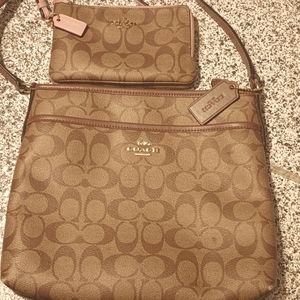 Coach (new York) purse with matching women's card holder/wallet, 10.1/2x8,6x4